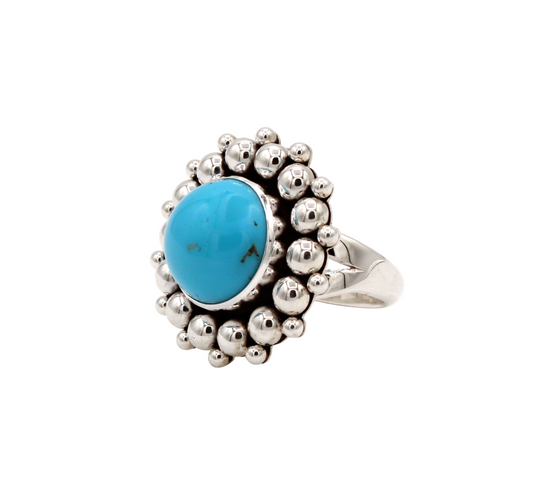 Sleeping Beauty Turquoise Dot Design Ring-Jewelry-Artie Yellowhorse-Sorrel Sky Gallery