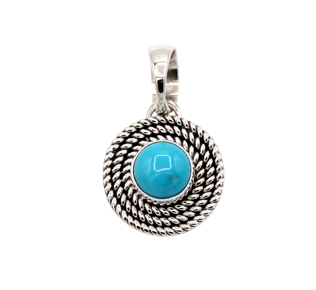 Sleeping Beauty Turquoise Rope Design Pendant-Jewelry-Artie Yellowhorse-Sorrel Sky Gallery