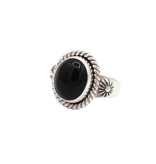 Small Oval Black Onyx Ring-Jewelry-Artie Yellowhorse-Sorrel Sky Gallery