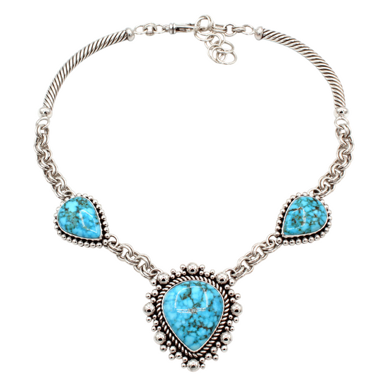 Three Stone Kingman Turquoise Necklace-Jewelry-Artie Yellowhorse-Sorrel Sky Gallery