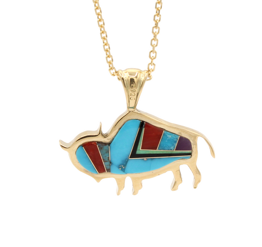 18K Gold Buffalo Pendant-Jewelry-Ben Nighthorse-Sorrel Sky Gallery