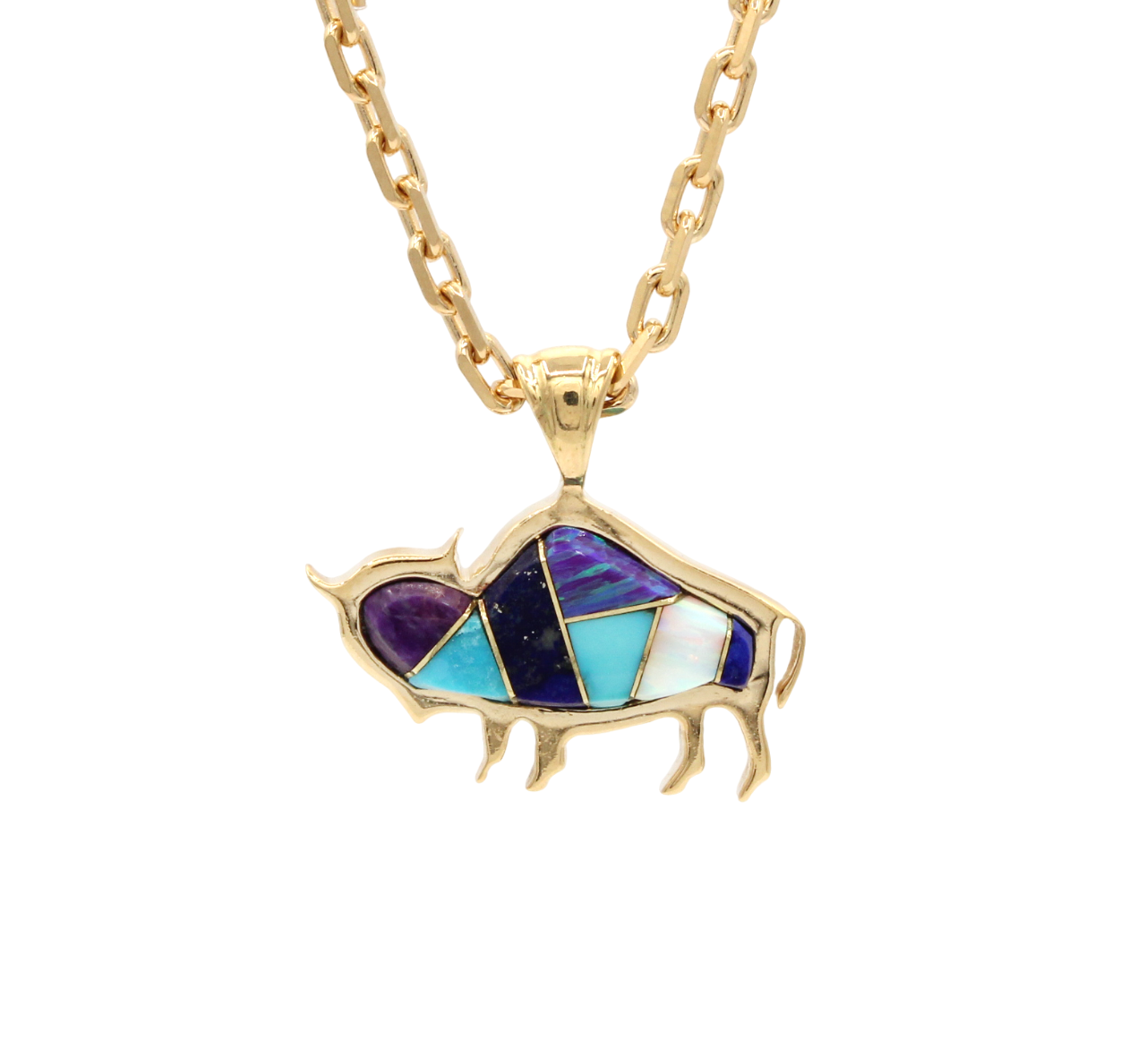 18K Gold Buffalo Pendant-Jewelry-Ben Nighthorse-Sorrel Sky Gallery