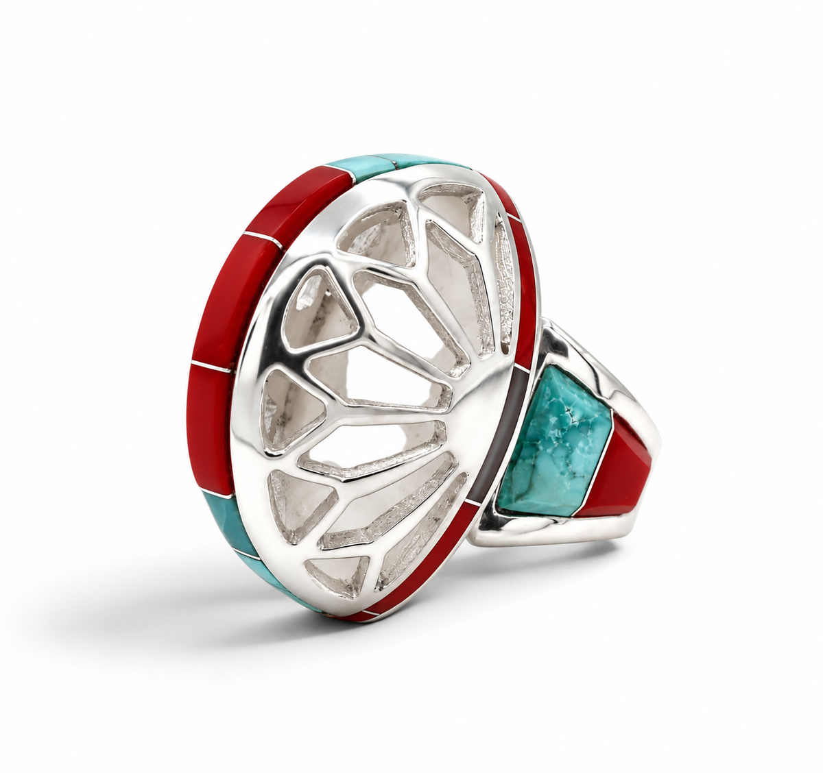 Bell Flakes/High Dome Cocktail Ring-Jewelry-Ben Nighthorse-Sorrel Sky Gallery