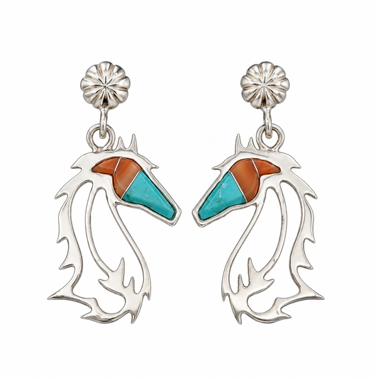 Horses in The Wind Earrings-Jewelry-Ben Nighthorse-Sorrel Sky Gallery
