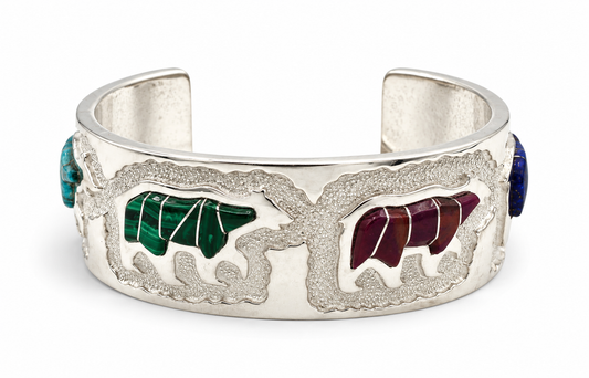 Inlaid Bear Cuff Bracelet