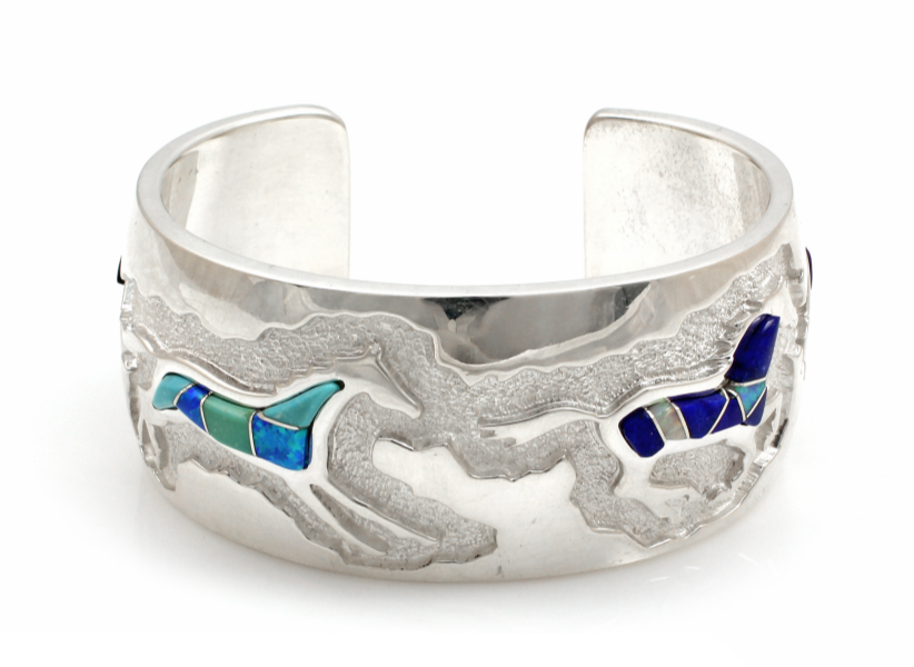 Inlaid Horse Cuff Bracelet-Jewelry-Ben Nighthorse-Sorrel Sky Gallery