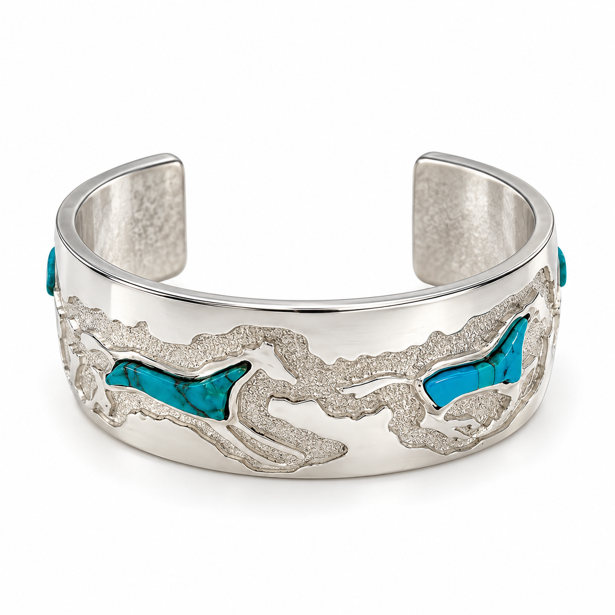 Inlaid Horses Cuff Bracelet-Jewelry-Ben Nighthorse-Sorrel Sky Gallery