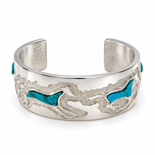 Inlaid Horses Cuff Bracelet-Jewelry-Ben Nighthorse-Sorrel Sky Gallery
