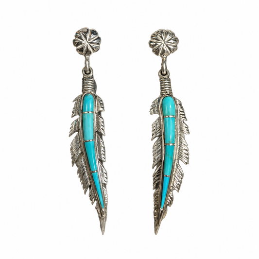 Large Feather Earrings-Jewelry-Ben Nighthorse-Sorrel Sky Gallery