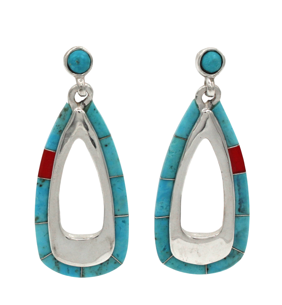 Long Stirrup Edge Inlay Earrings-Jewelry-Ben Nighthorse-Sorrel Sky Gallery