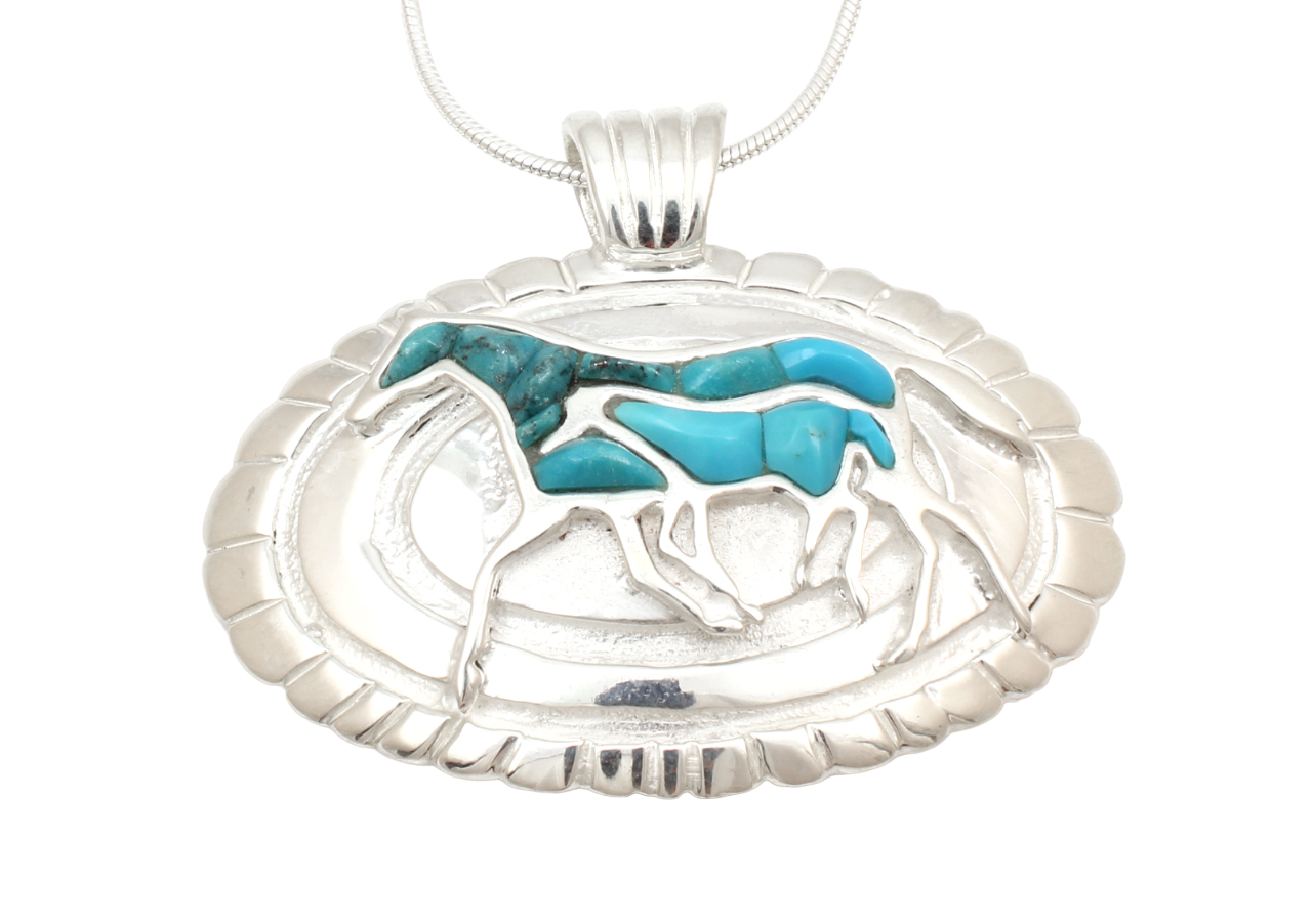 Mare and Colt Concho Pendant-Jewelry-Ben Nighthorse-Sorrel Sky Gallery
