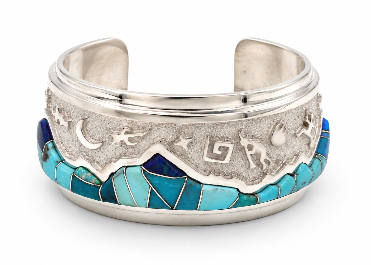 Mountains with Rock Art Cuff Bracelet