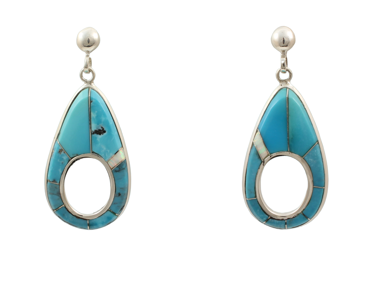 Pear with a Hole in Center Earrings-Jewelry-Ben Nighthorse-Sorrel Sky Gallery