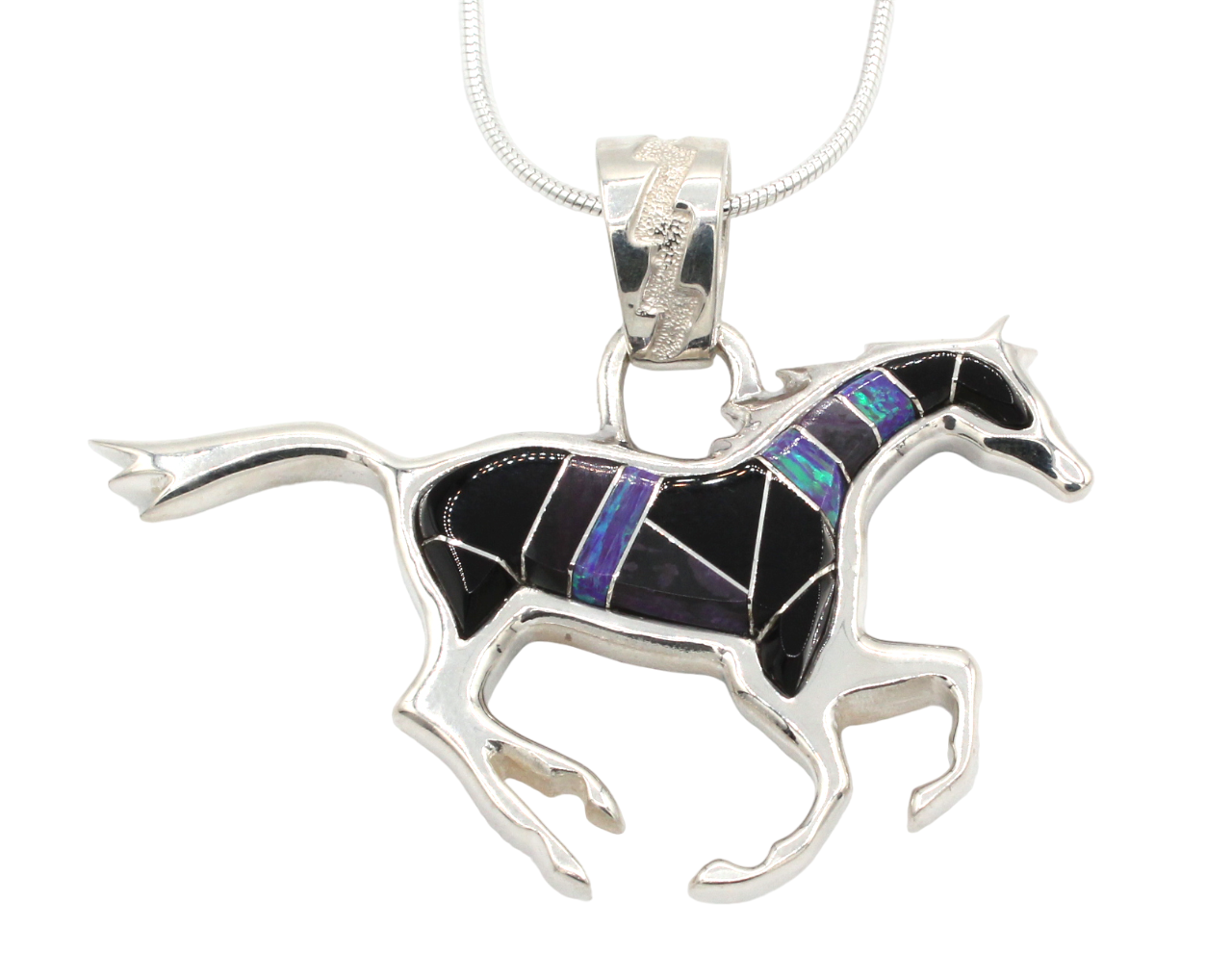 Reversible Running Horse Pendant-Jewelry-Ben Nighthorse-Sorrel Sky Gallery