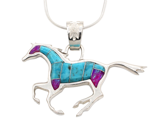 Reversible Running Horse Pendant-Jewelry-Ben Nighthorse-Sorrel Sky Gallery