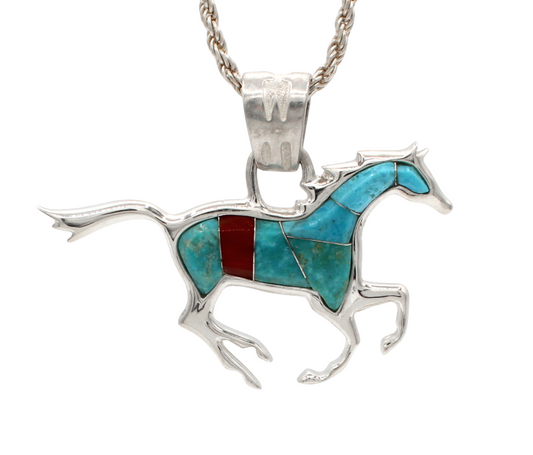 Reversible Running Horse Pendant-Jewelry-Ben Nighthorse-Sorrel Sky Gallery