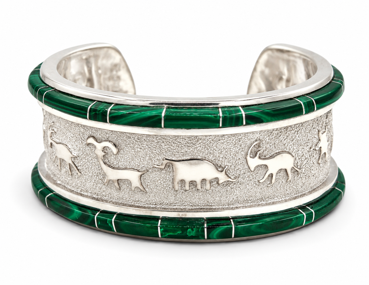 Rock Art with Two Ridges Cuff Bracelet
