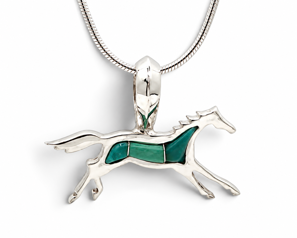 Small Inlaid Horse Pendant-Jewelry-Ben Nighthorse-Sorrel Sky Gallery