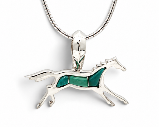 Small Inlaid Horse Pendant-Jewelry-Ben Nighthorse-Sorrel Sky Gallery