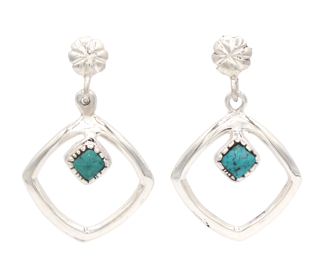Square with Drop Earrings-Jewelry-Ben Nighthorse-Sorrel Sky Gallery