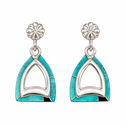 Stirrup Edge Inlay Earrings-Jewelry-Ben Nighthorse-Sorrel Sky Gallery