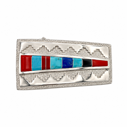 Wedge Inlay Belt Buckle-Jewelry-Ben Nighthorse-Sorrel Sky Gallery