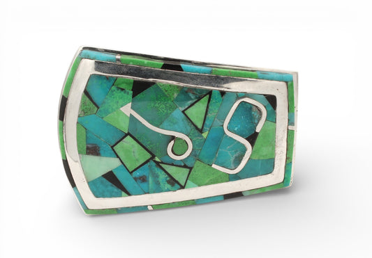 Wedge Inlay/Rock Art Belt Buckle-Jewelry-Ben Nighthorse-Sorrel Sky Gallery