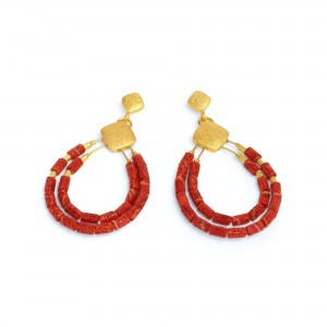 Coral Clini Earrings-Jewelry-Bernd Wolf-Sorrel Sky Gallery