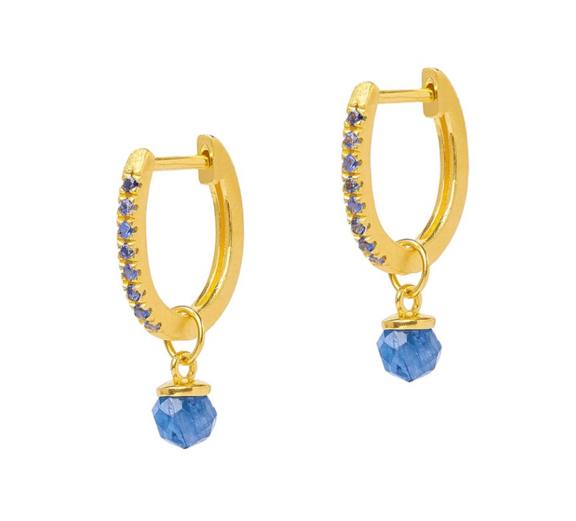 Kyanite Sapphire Creols Earrings-Jewelry-Bernd Wolf-Sorrel Sky Gallery