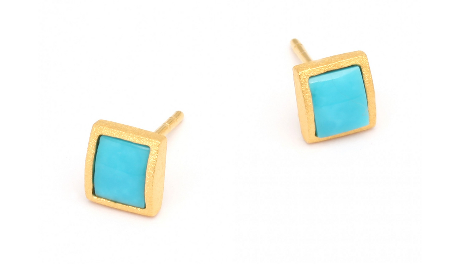 Turquoise Colini Stud Earrings-Jewelry-Bernd Wolf-Sorrel Sky Gallery
