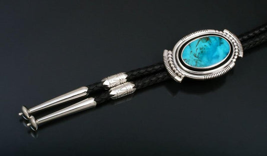 Kingman Turquoise Bolo Tie-Jewelry-Ray Tracey-Sorrel Sky Gallery