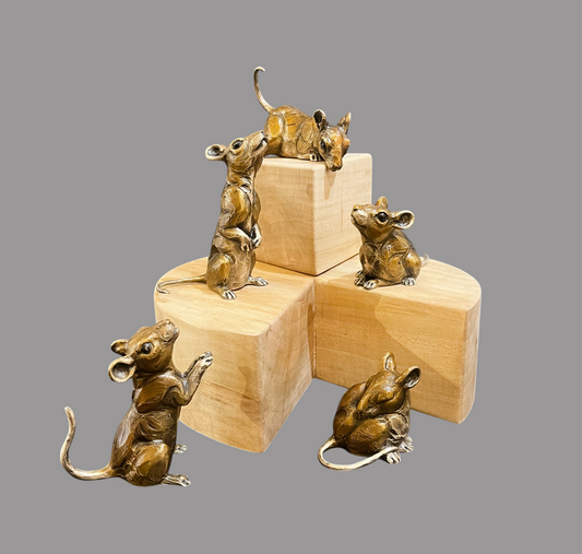 Mice with Cheese Wheel (set)-Sculpture-Bryce Pettit-Sorrel Sky Gallery