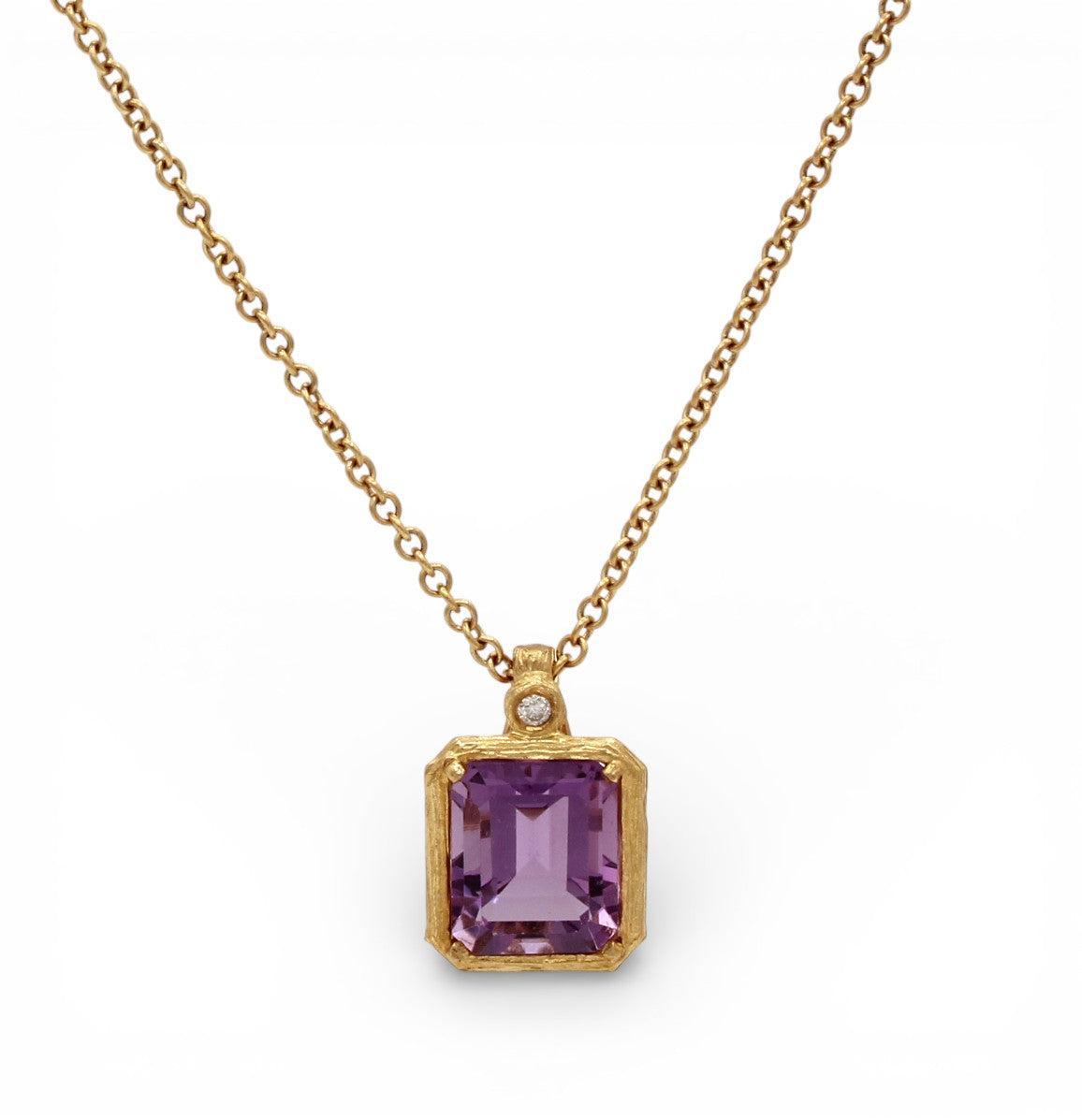 Amethyst Octagon Necklace-Jewelry-Cherie Dori-Sorrel Sky Gallery