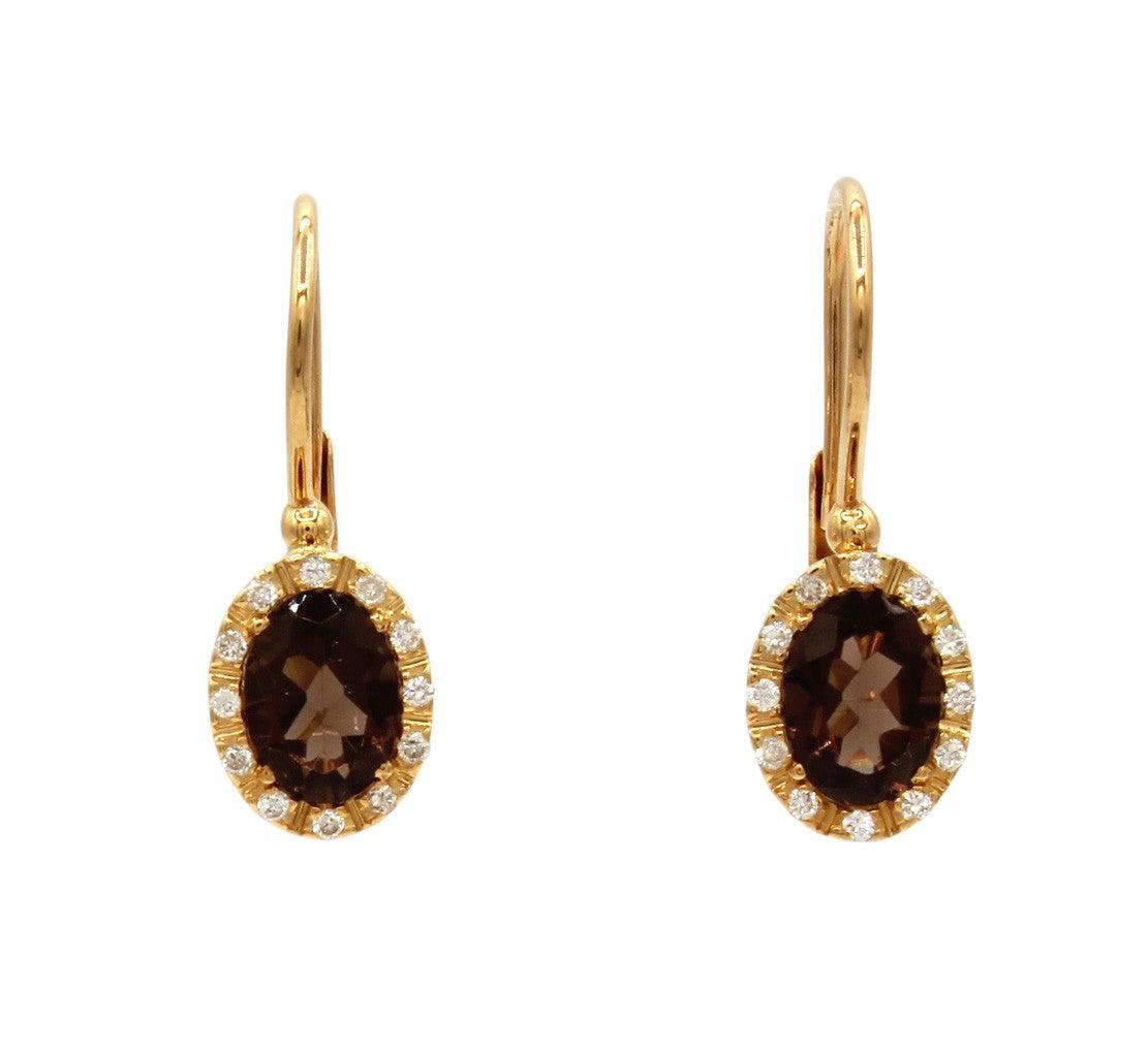 Oval Center Smoky Topaz Earrings-Jewelry-Cherie Dori-Sorrel Sky Gallery