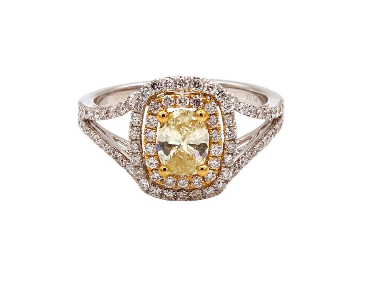 Oval Yellow Diamond Halo Ring-Jewelry-Cherie Dori-Sorrel Sky Gallery