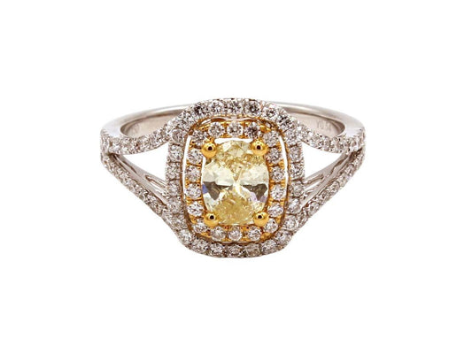 Oval Yellow Diamond Halo Ring-Jewelry-Cherie Dori-Sorrel Sky Gallery