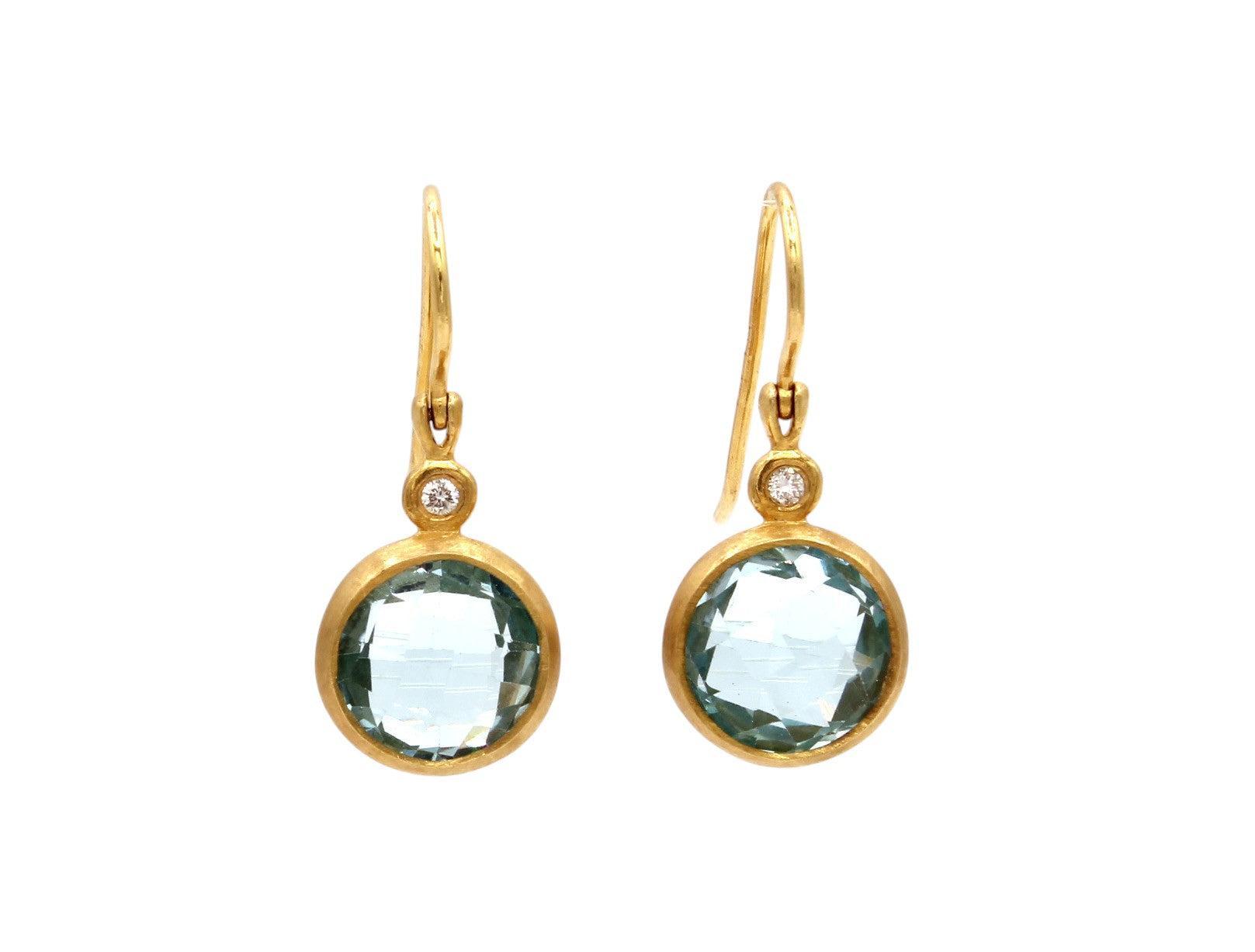 Round Faceted Blue Topaz Earrings-Jewelry-Cherie Dori-Sorrel Sky Gallery
