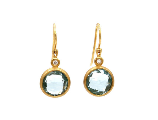 Round Faceted Blue Topaz Earrings-Jewelry-Cherie Dori-Sorrel Sky Gallery