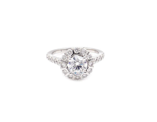 Round Halo White Gold Ring-Jewelry-Cherie Dori-Sorrel Sky Gallery