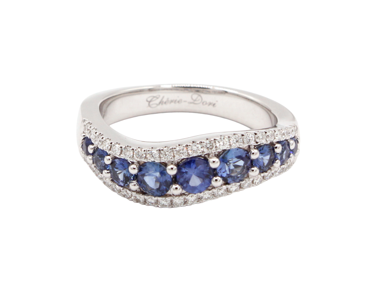 Sapphire and Diamond Stria Ring-Jewelry-Cherie Dori-Sorrel Sky Gallery