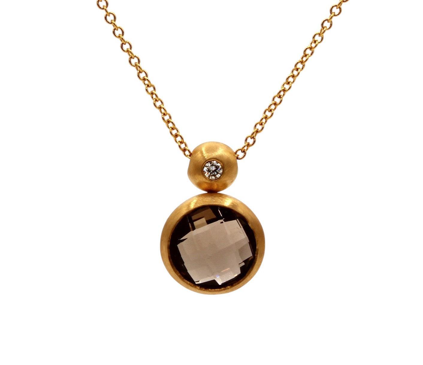 Smoky Quartz Round Pendant-Jewelry-Cherie Dori-Sorrel Sky Gallery