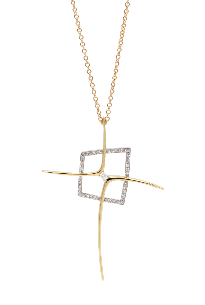 Two-tone Cross Pendant-Jewelry-Cherie Dori-Sorrel Sky Gallery