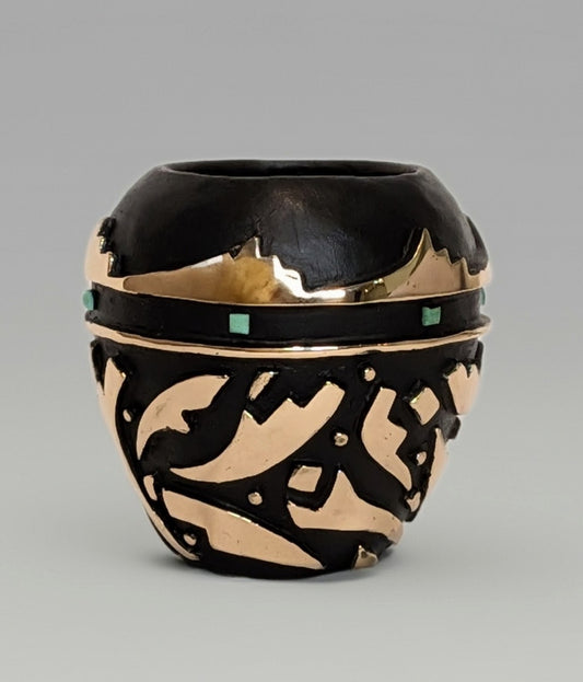Vessel w/ Turquoise-Sculpture-Christin Ortiz-Sorrel Sky Gallery