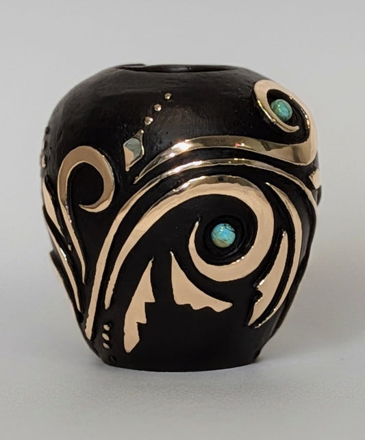 Vessel w/ Turquoise-Sculpture-Christin Ortiz-Sorrel Sky Gallery