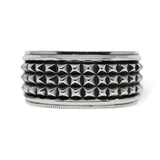 3 Row Pyramid Spike With Coin Edge Bracelet