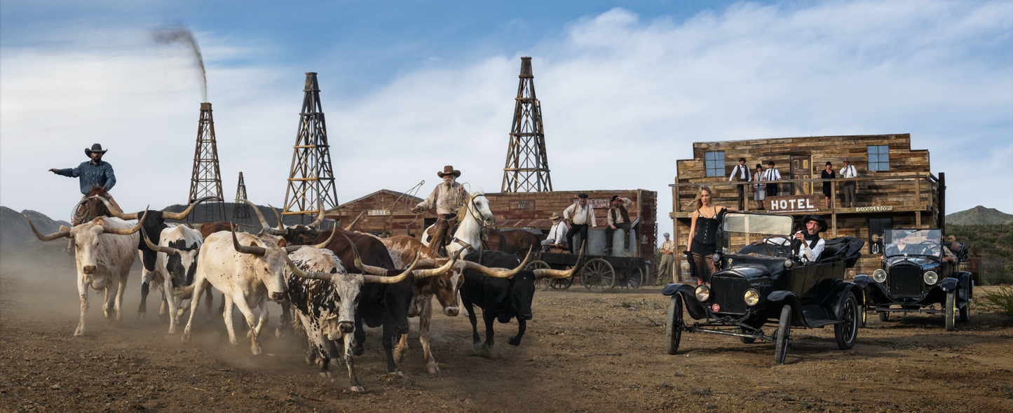 Cattle and Oil (Colour)-Photographic Print-David Yarrow-Sorrel Sky Gallery