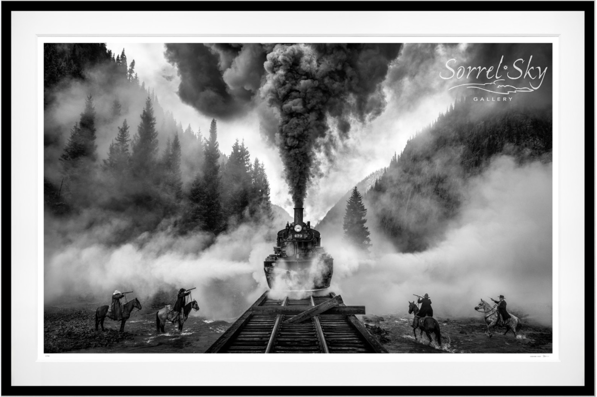 THE TRAIN ROBBERY (B&W)-Photographic Print-David Yarrow-Sorrel Sky Gallery