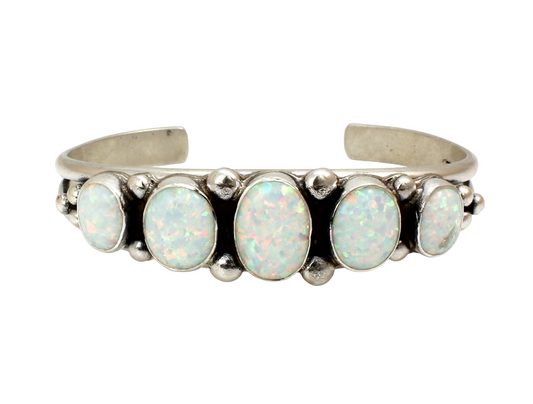 5 Stone Opal Row Cuff Bracelet-Jewelry-Don Lucas-Sorrel Sky Gallery