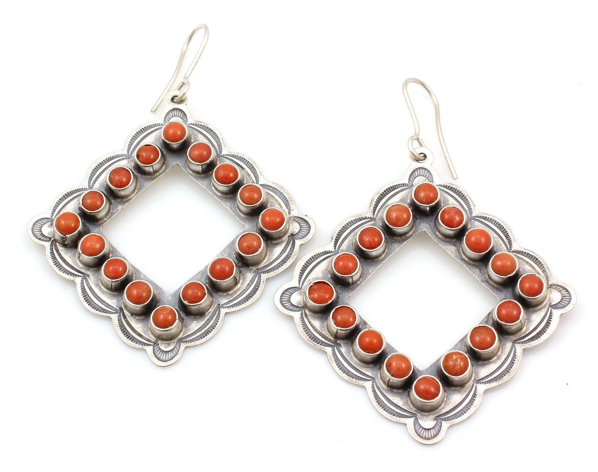 Coral Square Earrings-Jewelry-Don Lucas-Sorrel Sky Gallery