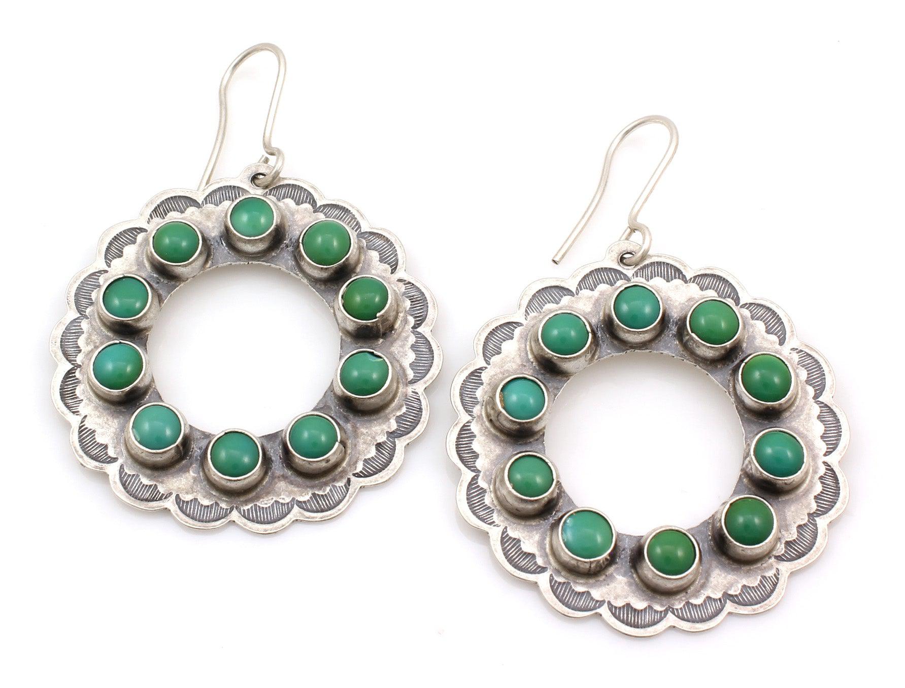 Turquoise Circle Earrings-Jewelry-Don Lucas-Sorrel Sky Gallery